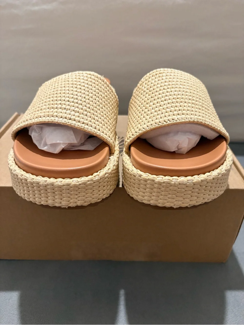 Eqaudes Women’s Woven Slide Platform Sandal in Natural - US Size 7